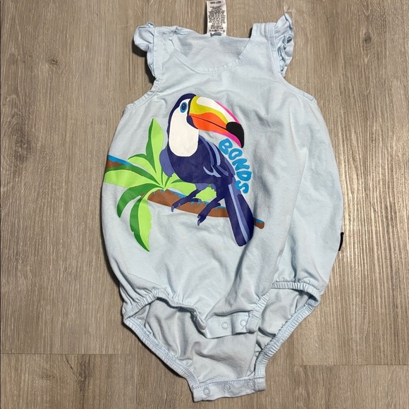 Bonds Light Blue Romper with Toucan Print - Picture 1 of 1